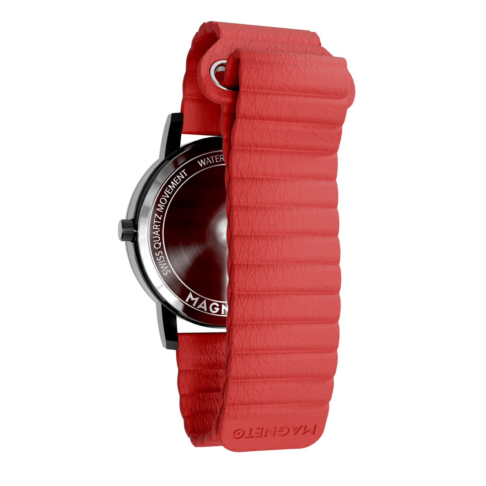 Jupiter Black synthetic leather magnetic red